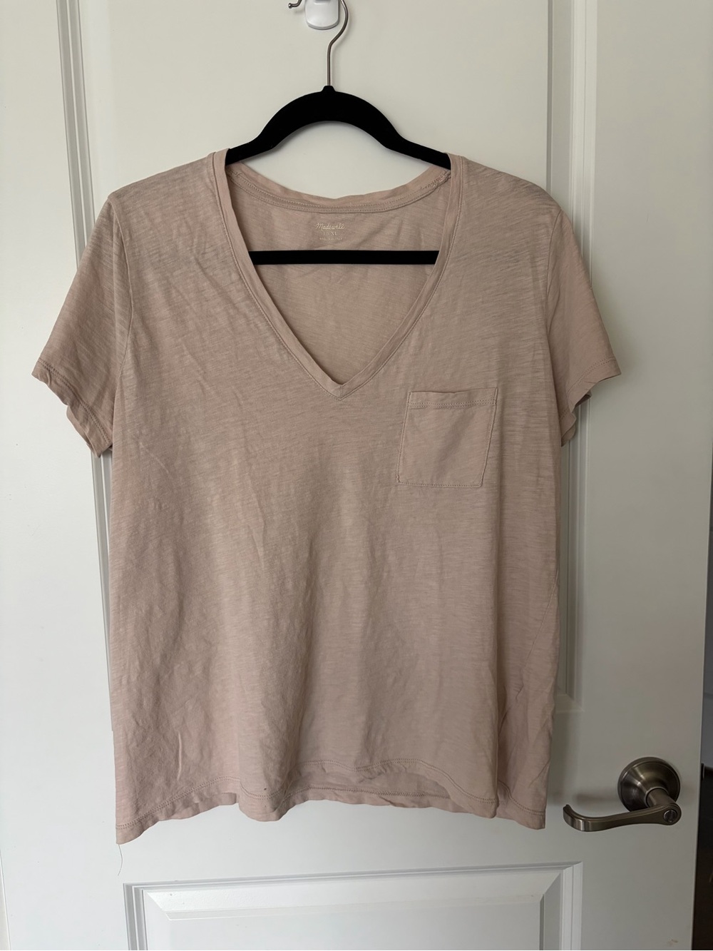 Madewell Beige V-Neck Pocket Tee